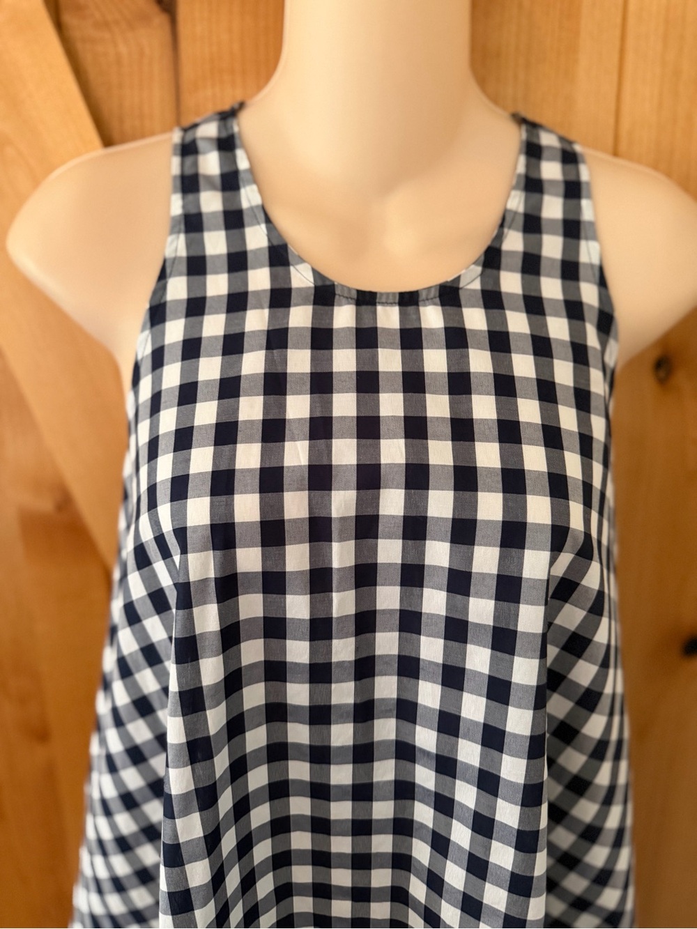 AVN Italy Navy Blue Gingham Swing Dress Minimalist A-Line Trapeze, Euro 40, US S - Picture 3 of 10